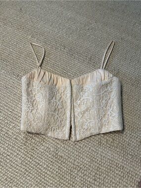Rumored Ivory Lace Bustier Crop Top size S